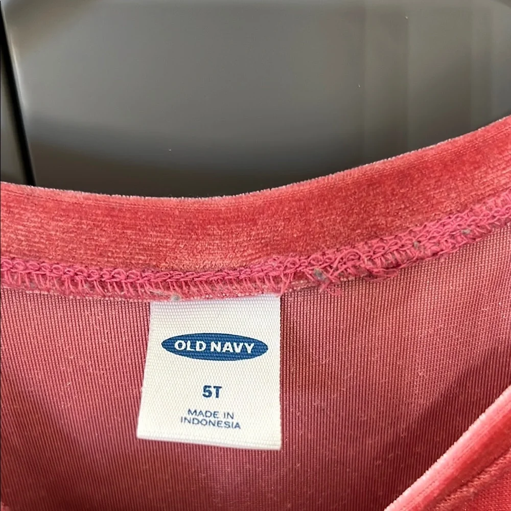 Old Navy Rosey-Pink velour Ruffle Sleeve Kids Top
